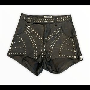 One Teaspoon black leather studded shorts size Small